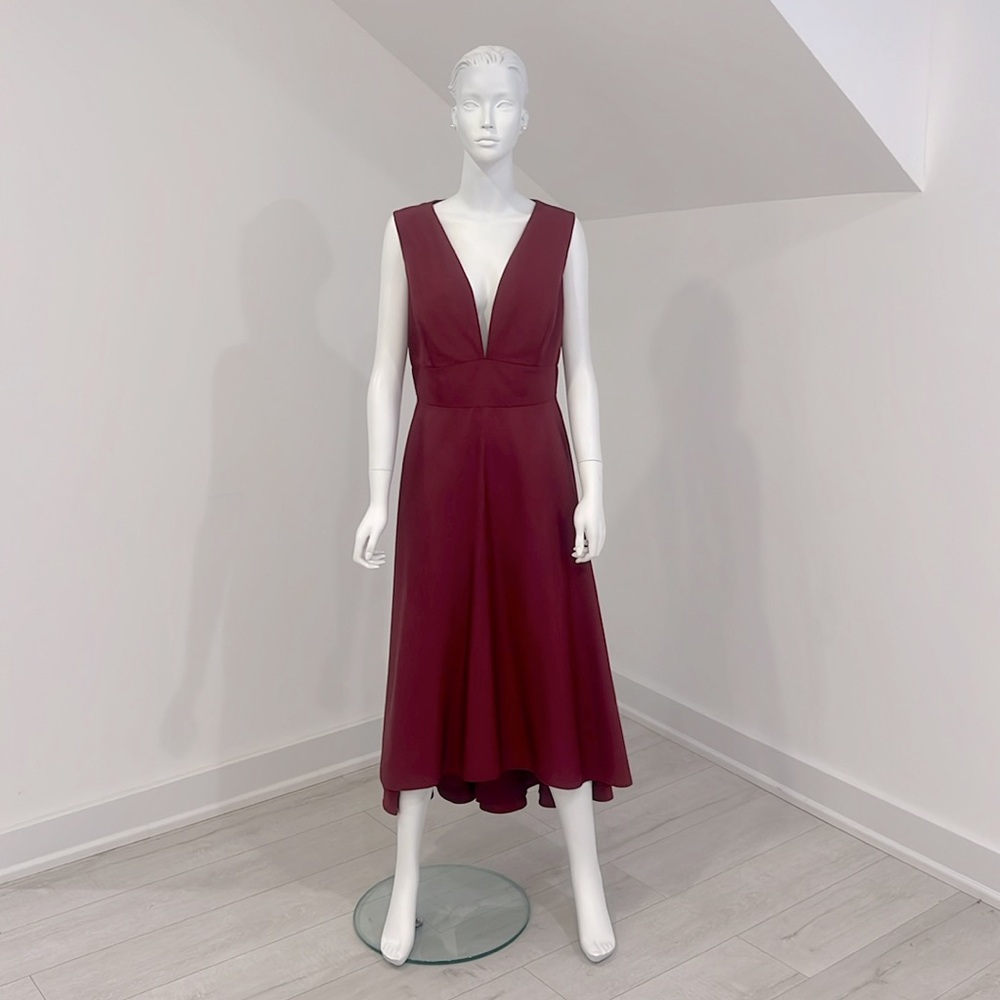 NWT SAMPLE SALE Lela Rose LR242 size 16 Burgundy Mikado PRISTINE